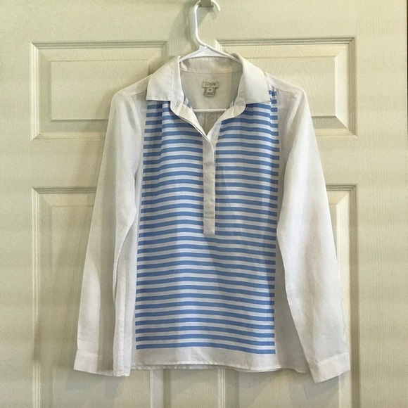 J. Crew Long Sleeve Button Down blue and white - Picture 2 of 6